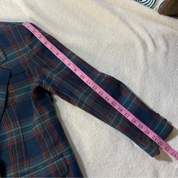 vintage Pendleton blue plaid blazer 100% virgin wool — lined Made in USA size 6P - Picture 10 of 15